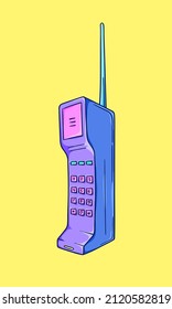 Ilustración de teléfono móvil. Teléfono móvil retro. Tecnología retro de teléfono celular. vector de estilo de los años 90. Ilustración de moda de los años 90. Nostalgia de los años 90.