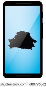A Mobile Phone Illustration with the Shape of Belarus