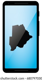 A Mobile Phone Illustration with the Shape of Botswana