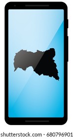 A Mobile Phone Illustration with the Shape of Central African Republic