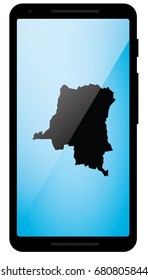 A Mobile Phone Illustration with the Shape of Democratic Republic of Congo