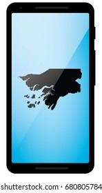 A Mobile Phone Illustration with the Shape of Guinea Bissau