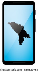 A Mobile Phone Illustration with the Shape of Moldova