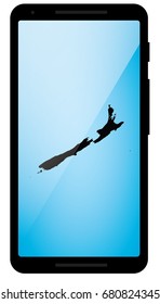 A Mobile Phone Illustration with the Shape of New Zealand