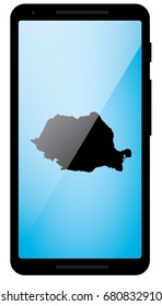 A Mobile Phone Illustration with the Shape of Romania