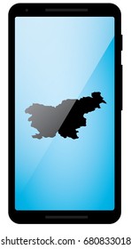 A Mobile Phone Illustration with the Shape of Slovenia