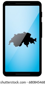 A Mobile Phone Illustration with the Shape of Switzerland
