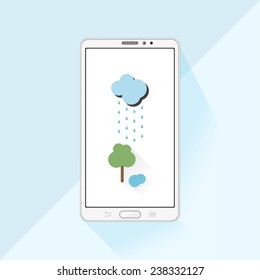 Mobile phone with image of rain to tree