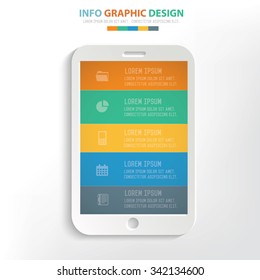 Mobile phone info graphic design. Clean vector