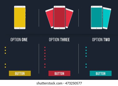 Mobile phone infographic concept, cell phone with empty space for text, smart phone vector illustration; vector phone with rounded display
