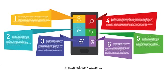 Mobile phone infographics background. Vector eps10