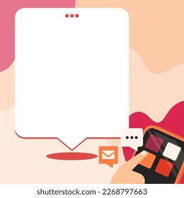 Mobile phone with information on the screen. Bright color illustration with important information. Big white speech bubble for text. Agenda. Critical Updates Displayed.