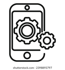 vector de contorno de icono de interfaz de teléfono móvil. Soporte Api. Seo del desarrollador de scripts