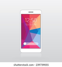 mobile phone interface wallpaper design template in abstract polygonal triangular colorful pattern