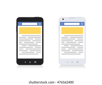 Mobile Phone Internet Browser Vertical Template Flat Style Design