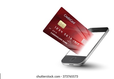 Mobile phone internet shopping credit card vector design