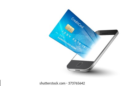 Mobile phone internet shopping credit card vector design