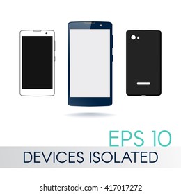 Mobile phone isolated on white background. Smartphone shape and case vector illustration.