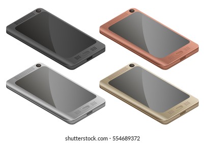 Mobile phone isolated in white background, realistic vector illustration.