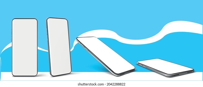 Iconos vectoriales de teléfonos móviles aislados con fondo blanco - Ilustración 3D Ilustración 3D Modelaciones modernas de teléfonos móviles minimalistas