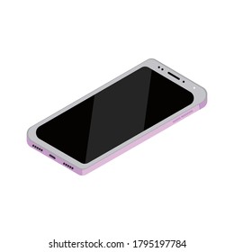 Icono plano isométrico de teléfono móvil Ilustración aislada en blanco