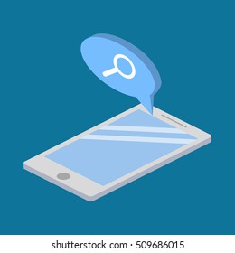 Mobile phone isometric and icons vector illustraion