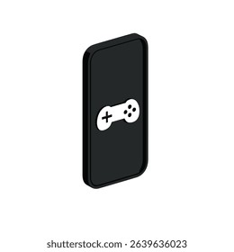 Mobile phone isometric illustration game controller app icon