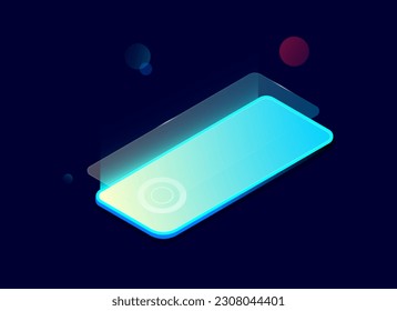 Mobile phone in isometry. Vector illustration