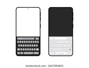 Mobile Phone keyboard mockup Vector Illustration black and white color, stock illustration
