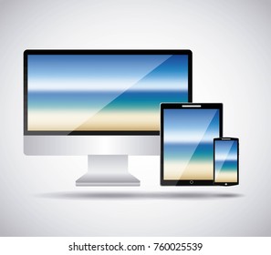 mobile phone with light abstracted screen on a white background