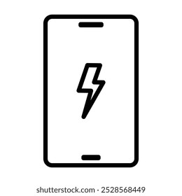 Un teléfono móvil con un rayo, que simboliza la carga rápida o la energía.