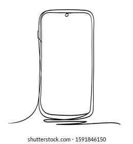 Mobile Phone Line Art Vector Illustration. Isolated on White Background.