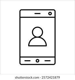 Mobile Phone Line click likes, comments and loves Icon photo and video. Hand holding smartphone, with white background