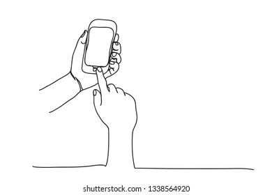 mobile phone, line drawing style,vector design