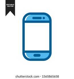 MOBILE PHONE LINE ICON BLUE FLAT CLIP ART