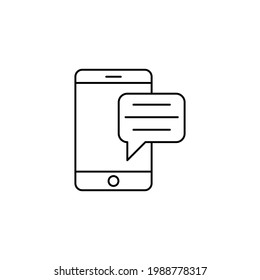 Icono de línea de teléfono móvil aislado en fondo blanco