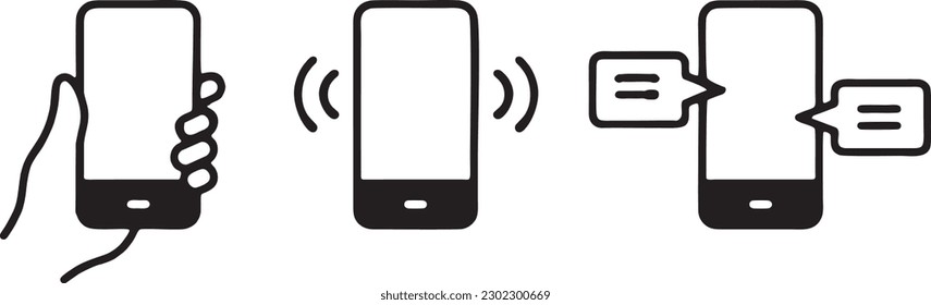 Mobile Phone Line Icon Smartphone with white screen vector eps10.