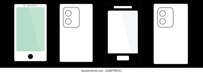 Mobile Phone Line Icon Smartphone with white screen vector. smart phone icon set.