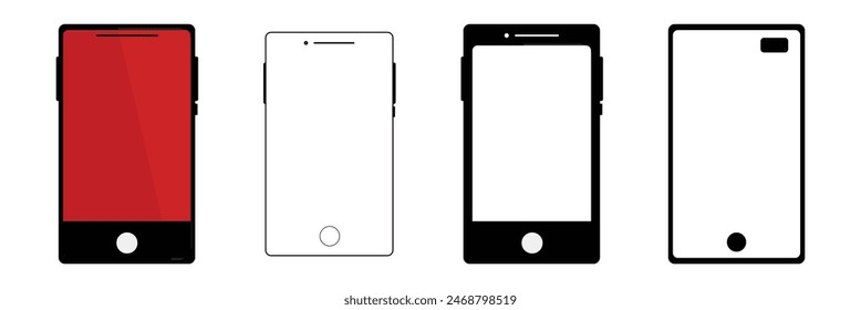 Icono de línea de teléfono móvil Smartphone con Vector de pantalla blanca.