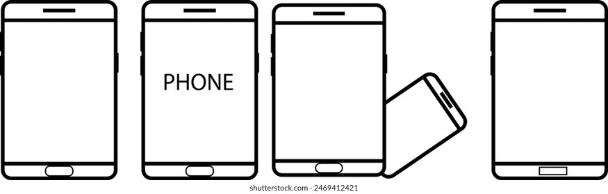 Mobile Phone Line Icon Smartphone with white screen vector eps10.