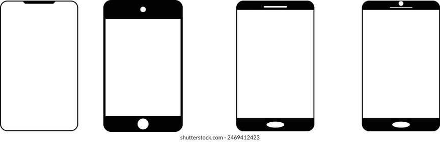 Mobile Phone Line Icon Smartphone with white screen vector eps10.