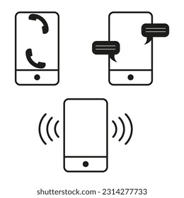 Icono de línea de teléfono móvil. Ilustración vectorial. Imagen de archivo.