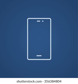 Mobile phone line icon for web, mobile and infographics. Vector light blue icon isolated on blue background.