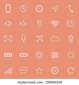Mobile phone line icons on orange background, stock vector