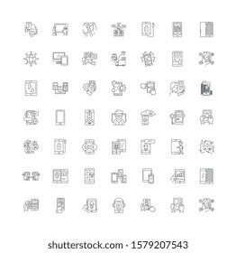 Mobile phone linear icons, signs, symbols vector line illustration set