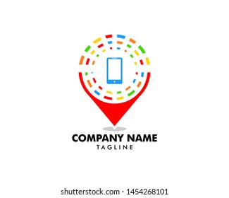 Mobile phone location vector logo template concept illustration