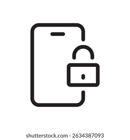 Mobile phone lock flat outline icon vector illustration. Isolated on white background. Editable stroke, pixel perfect 48x48