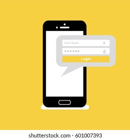 Mobile Phone With Login Form 