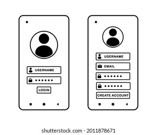 Mobile phone with login page. Verification code. Illustration vector