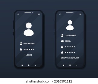 Mobile phone with login page. Verification code. Login or create account. Illustration vector - Powered by Shutterstock - Get 15% off with code: PIKWIZARD15